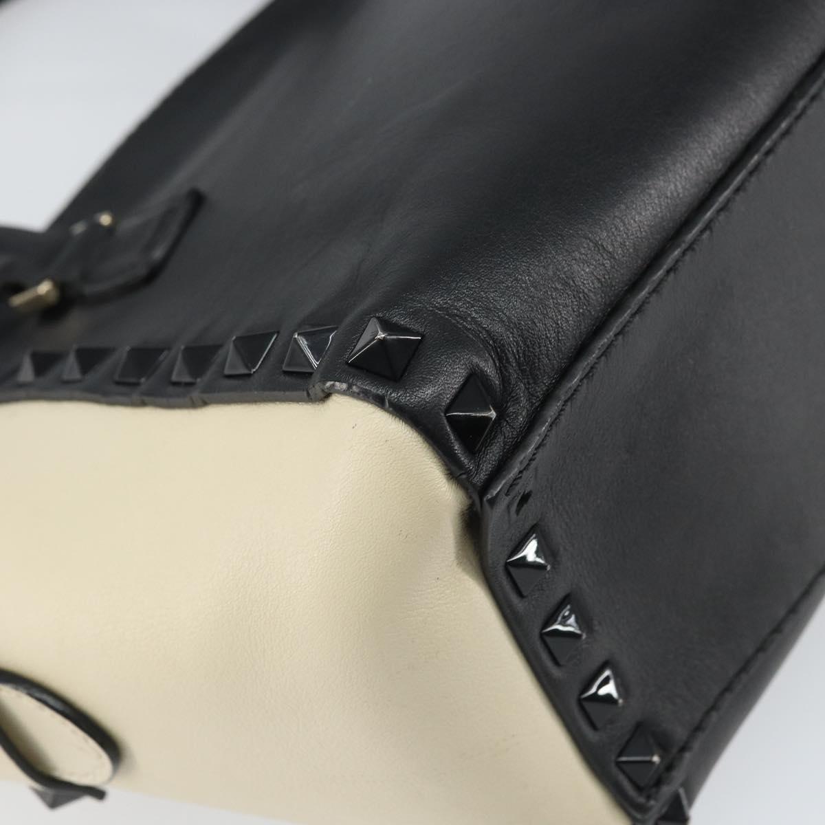 VALENTINO Hand Bag Leather 2way Black Gold Auth BA9864