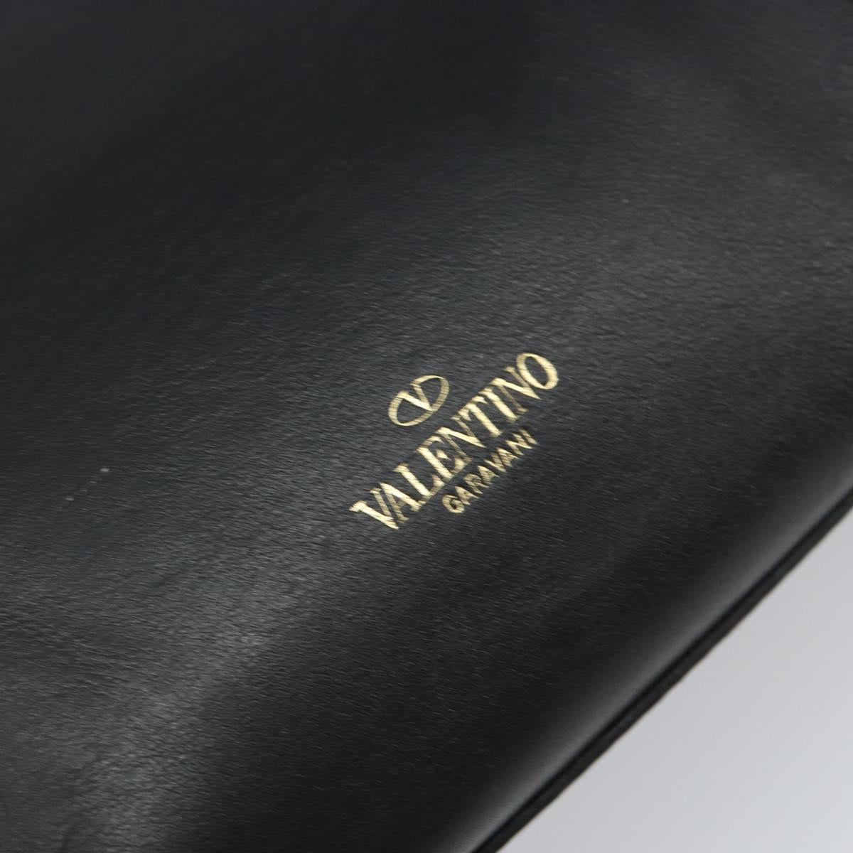 VALENTINO Hand Bag Leather 2way Black Gold Auth BA9864