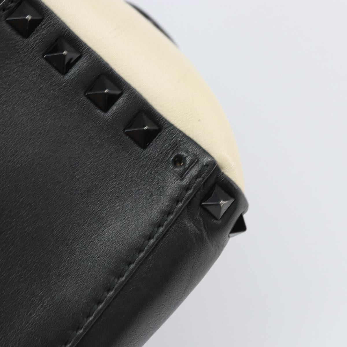 VALENTINO Hand Bag Leather 2way Black Gold Auth BA9864