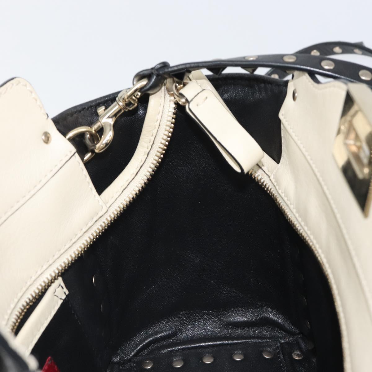 VALENTINO Hand Bag Leather 2way Black Gold Auth BA9864
