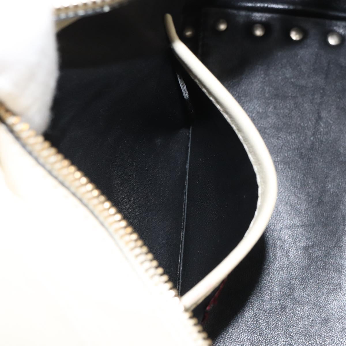 VALENTINO Hand Bag Leather 2way Black Gold Auth BA9864