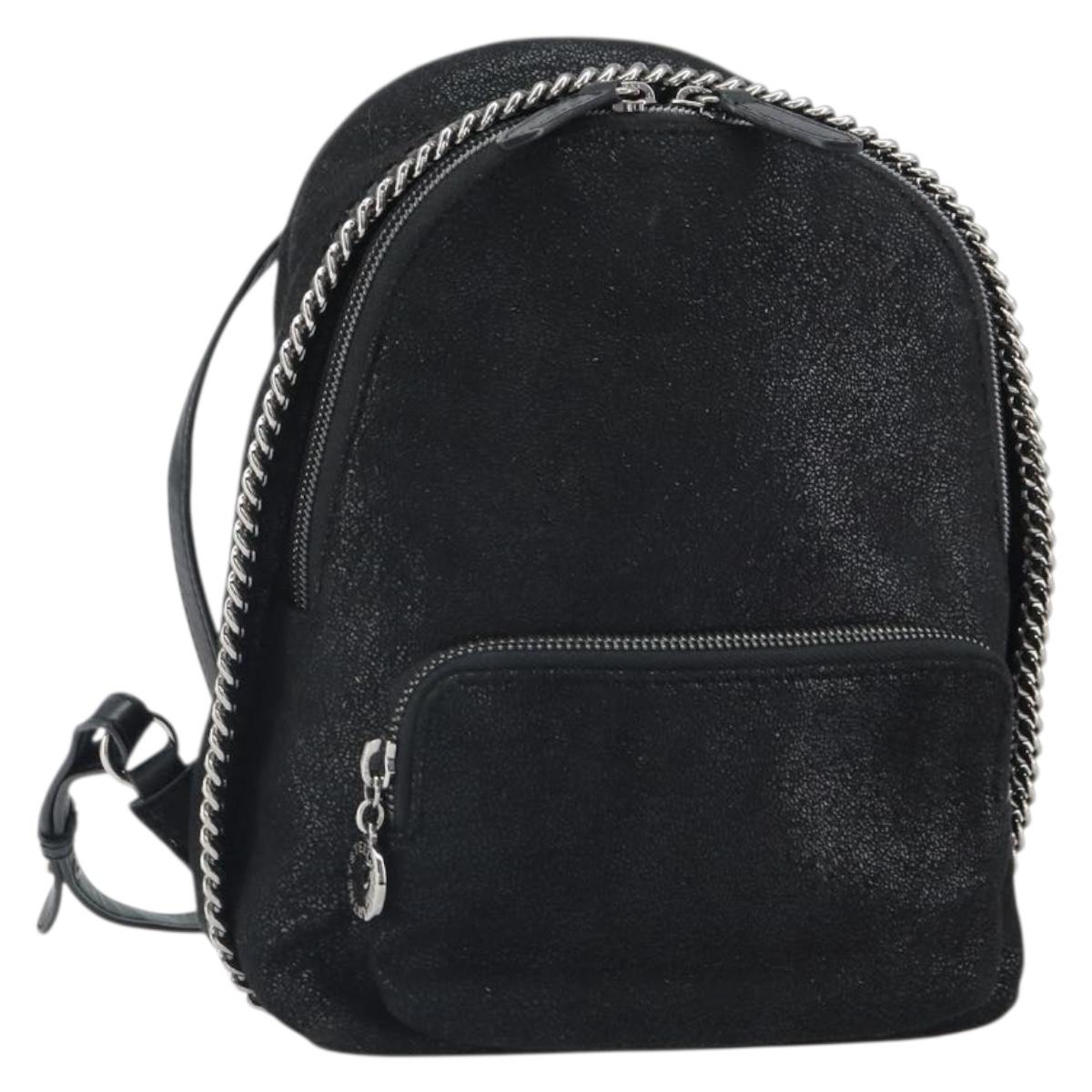 Stella MacCartney Falabella Backpack polyester Black Silver Auth BA9869