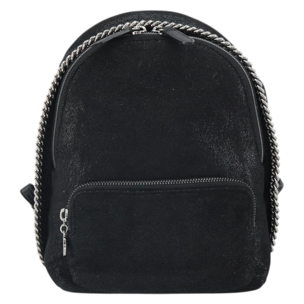 Stella MacCartney Falabella Backpack polyester Black Silver Auth BA9869