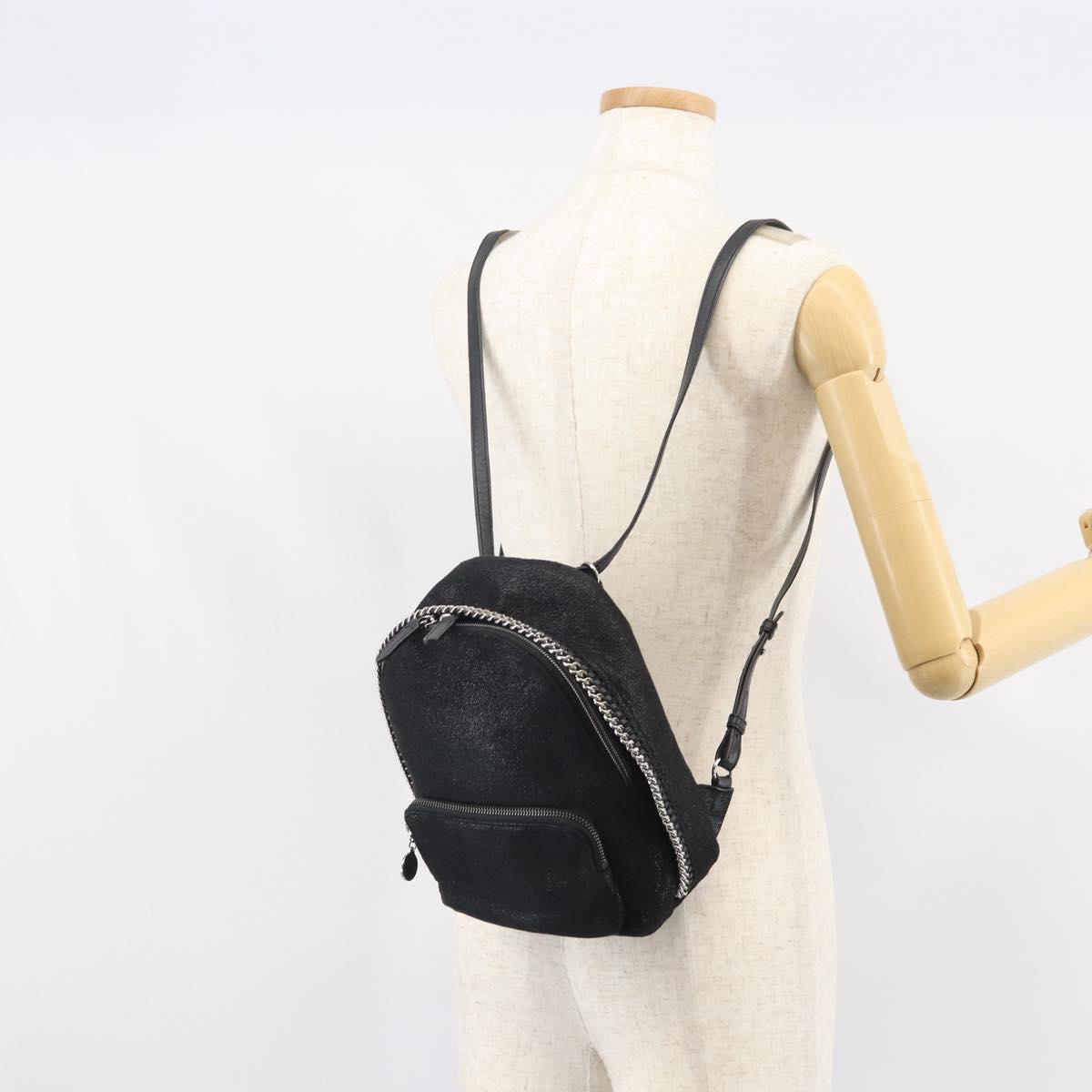 Stella MacCartney Falabella Backpack polyester Black Silver Auth BA9869