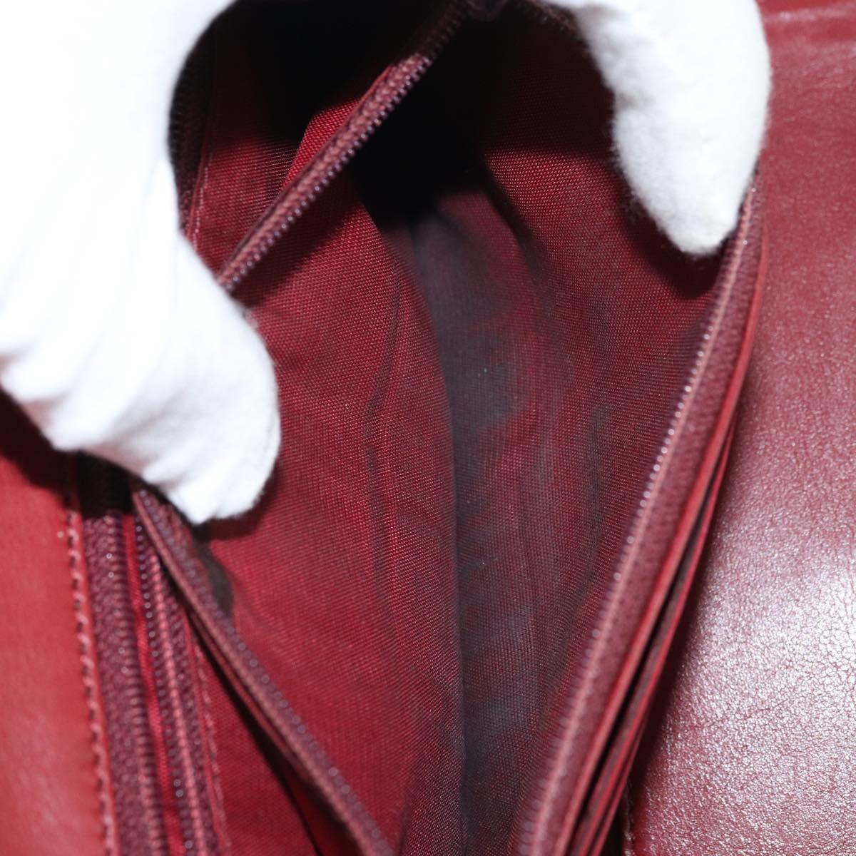 CHANEL Wallet Leather Red Gold CC Auth BA9871