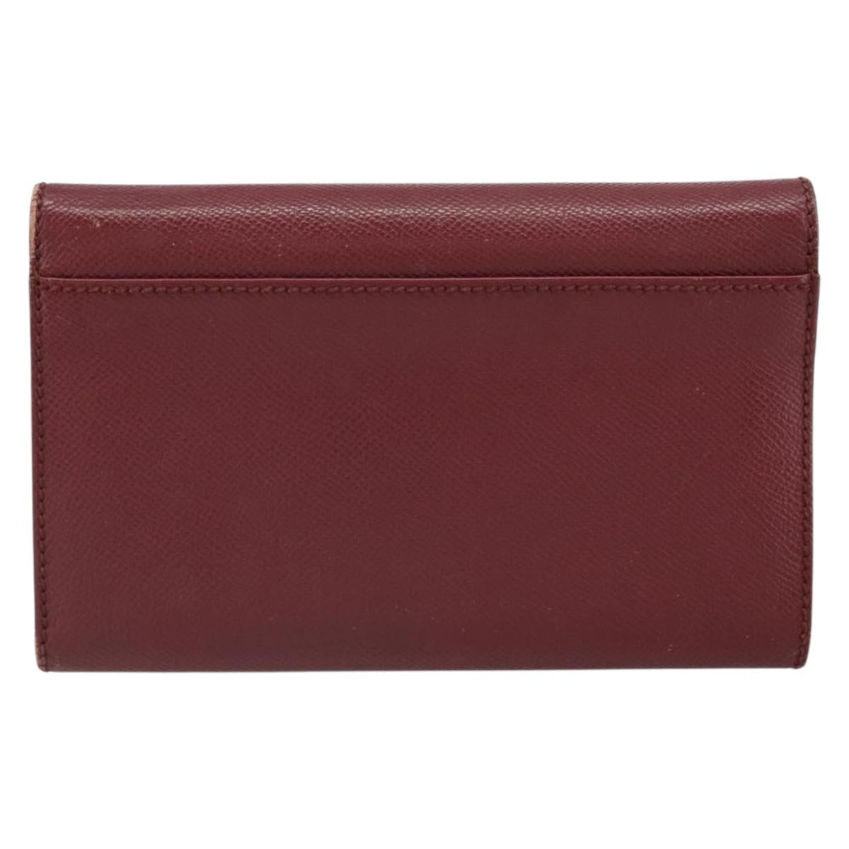 CHANEL Wallet Leather Red Gold CC Auth BA9871