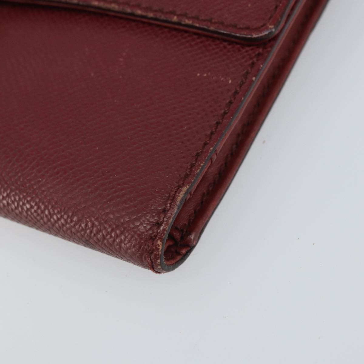 CHANEL Wallet Leather Red Gold CC Auth BA9871