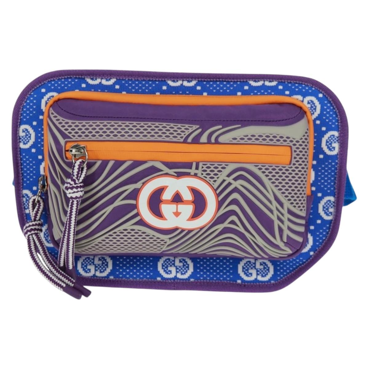 GUCCI Interlocking G Waist Bag Nylon Purple Silver 752102 Auth BA9874V