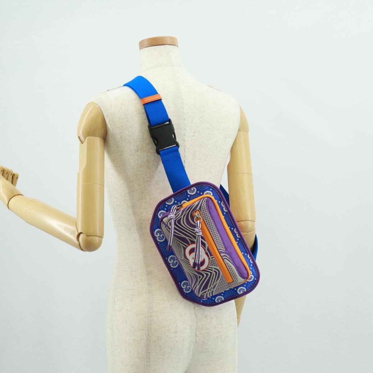 GUCCI Interlocking G Waist Bag Nylon Purple Silver 752102 Auth BA9874V