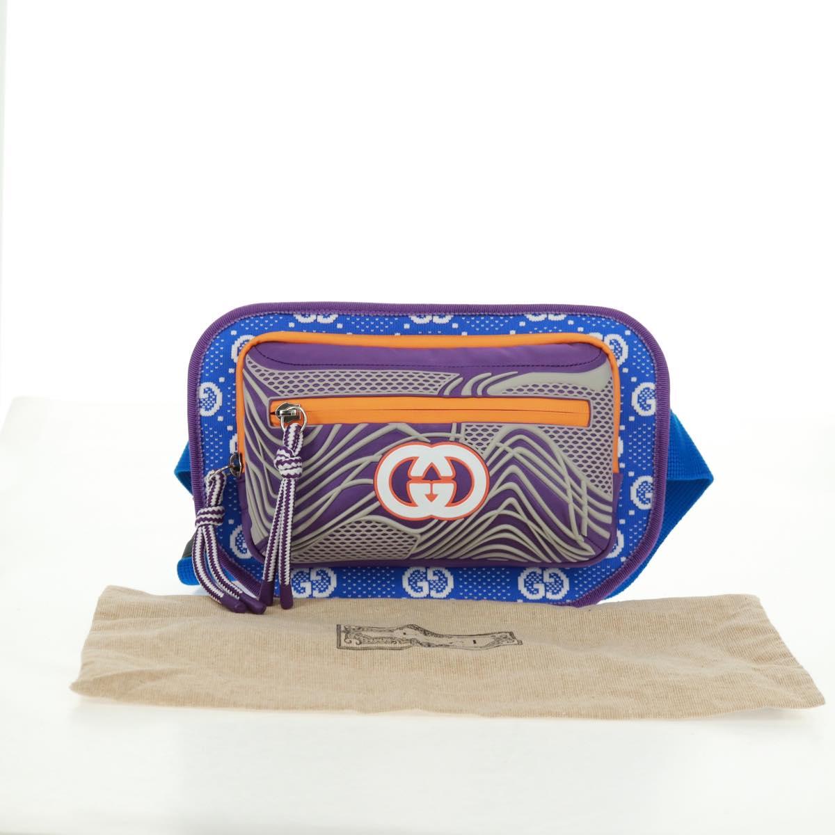 GUCCI Interlocking G Waist Bag Nylon Purple Silver 752102 Auth BA9874V