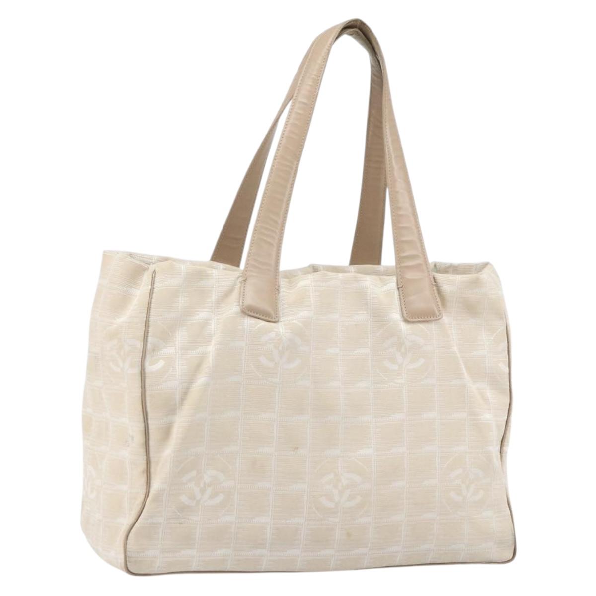 CHANEL New Travel Line Tote Bag Nylon Pink Gold CC Auth BA9876