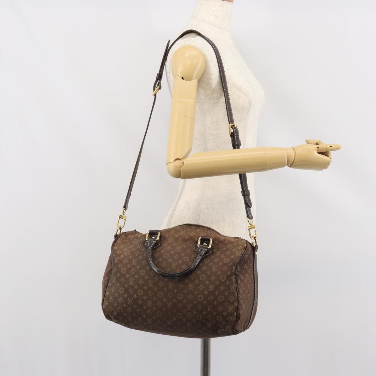 LOUIS VUITTON Mini Lin Speedy Bandouliere 30 Bag Brown M95224 Auth BA9878