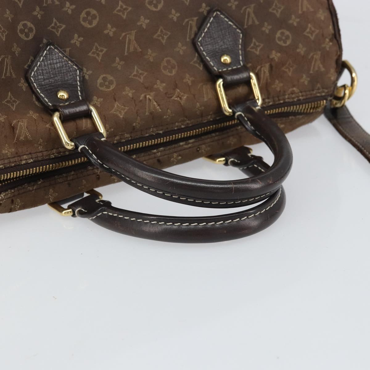 LOUIS VUITTON Mini Lin Speedy Bandouliere 30 Bag Brown M95224 Auth BA9878