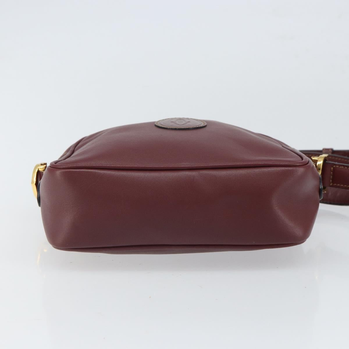 CARTIER Must Line Shoulder Bag Leather Bordeaux Gold Auth BA9882