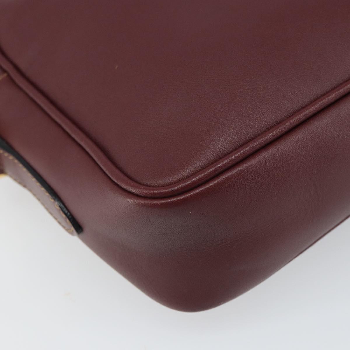 CARTIER Must Line Shoulder Bag Leather Bordeaux Gold Auth BA9882