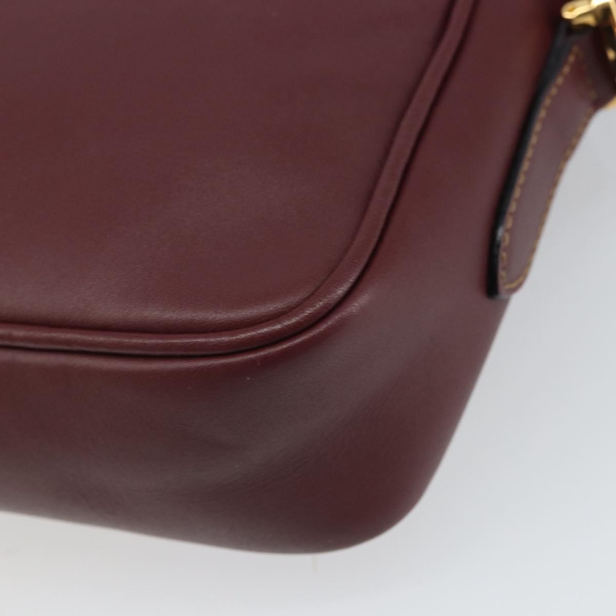 CARTIER Must Line Shoulder Bag Leather Bordeaux Gold Auth BA9882