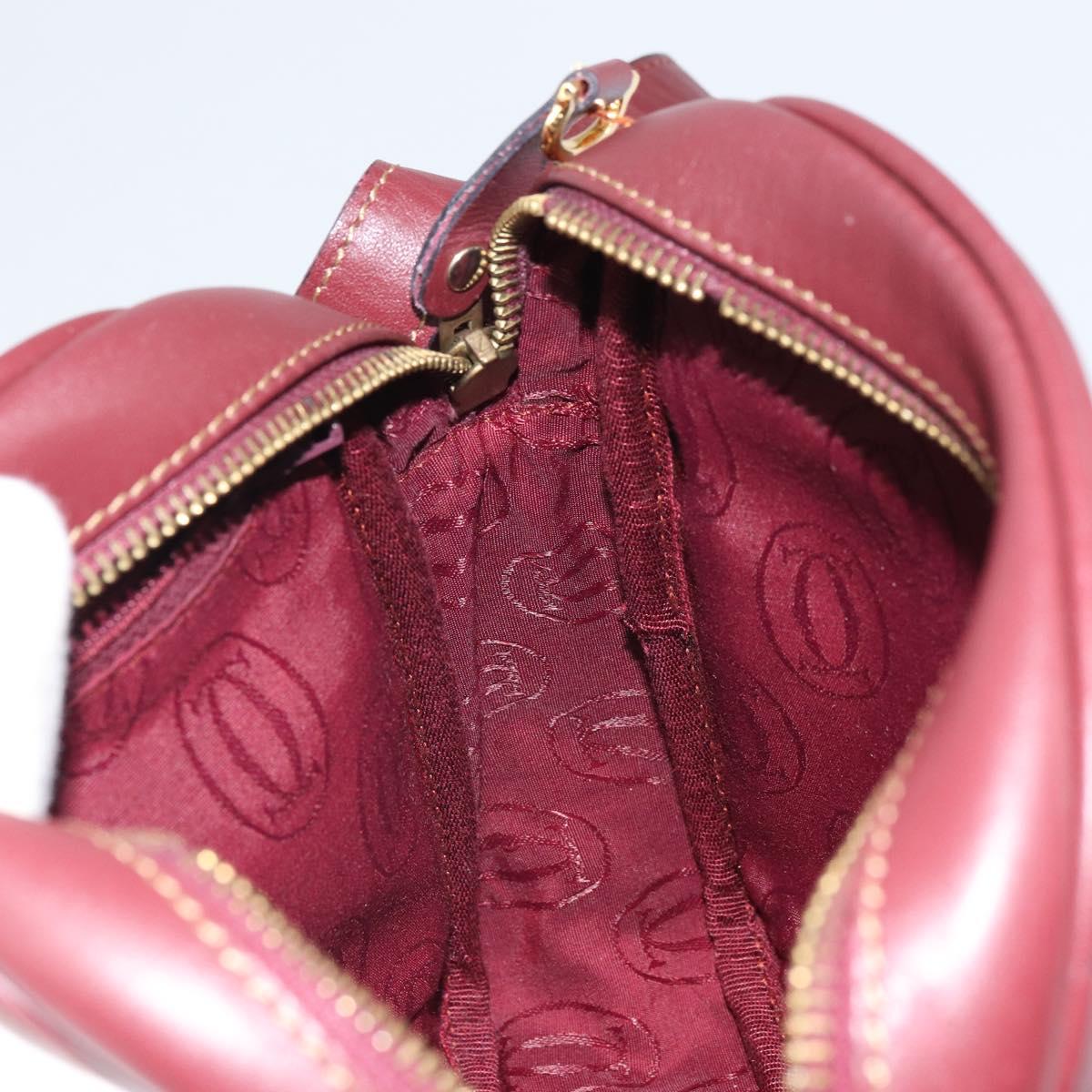 CARTIER Must Line Shoulder Bag Leather Bordeaux Gold Auth BA9882