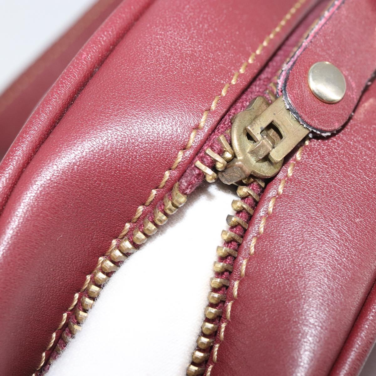 CARTIER Must Line Shoulder Bag Leather Bordeaux Gold Auth BA9882
