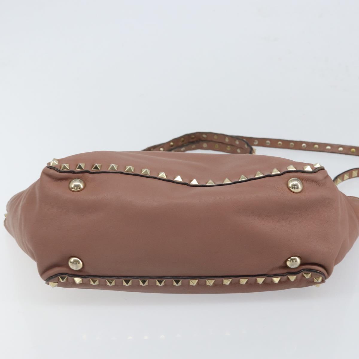 VALENTINO Tote Bag Leather 2way Pink Gold Auth BA9883