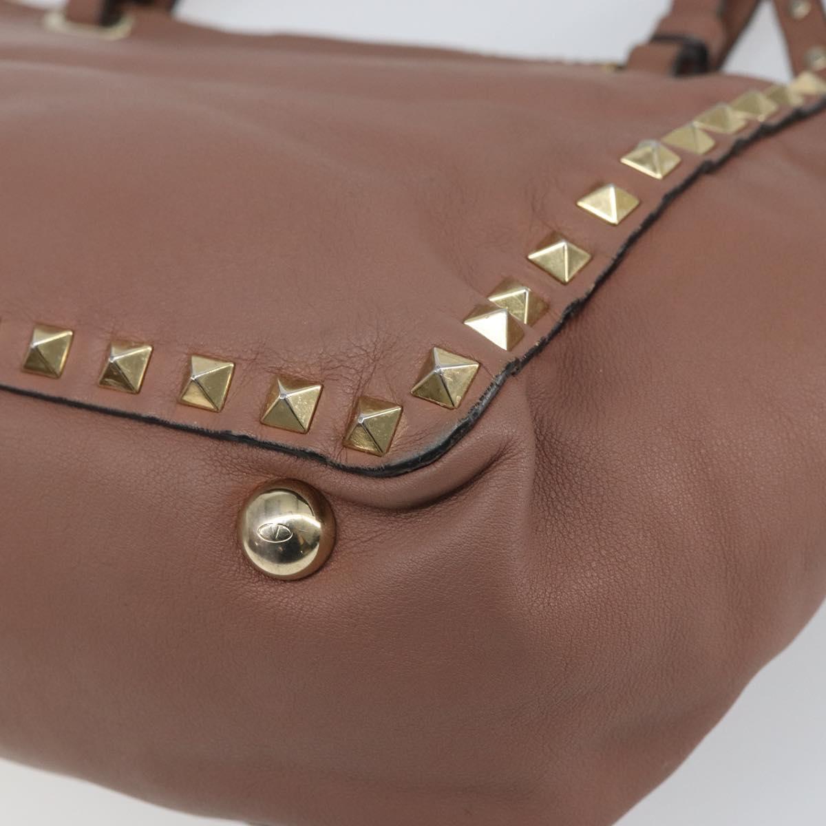 VALENTINO Tote Bag Leather 2way Pink Gold Auth BA9883