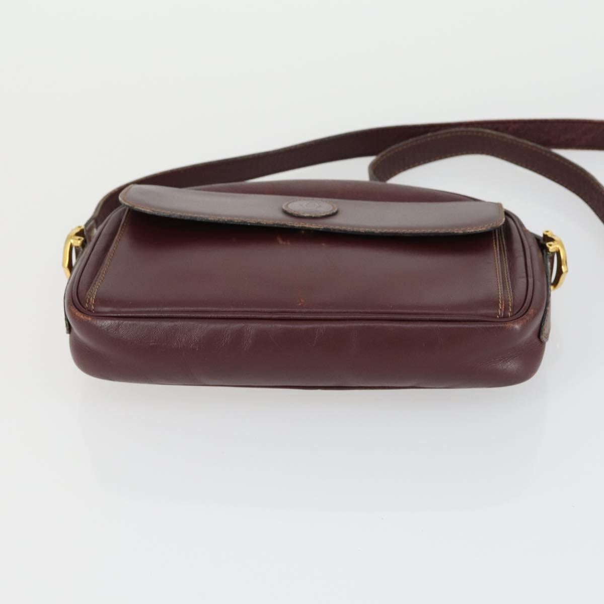 CARTIER Must Line Shoulder Bag Leather 2 Set Bordeaux Gold Auth BA9886