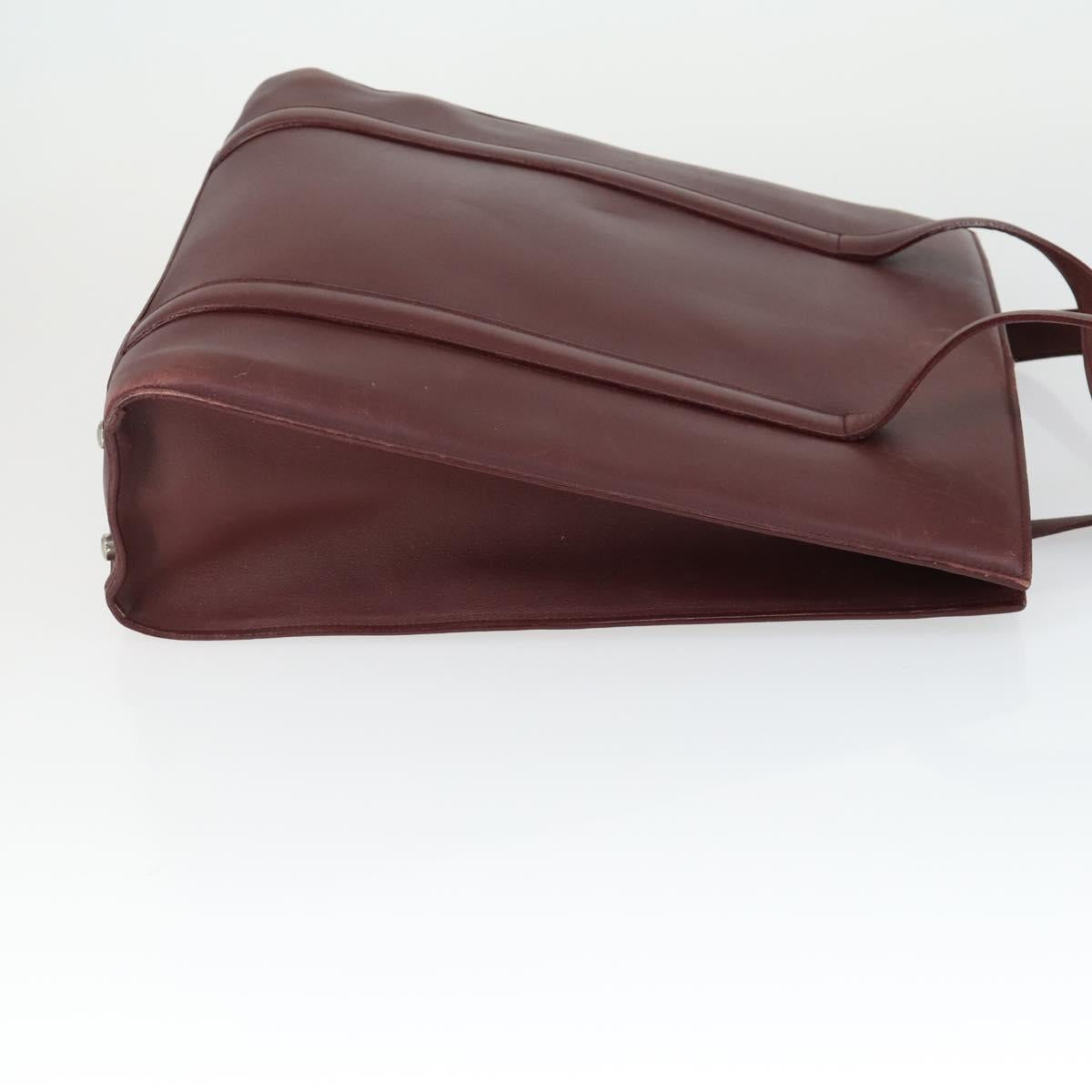 CARTIER Must Line Shoulder Bag Leather 2 Set Bordeaux Gold Auth BA9886