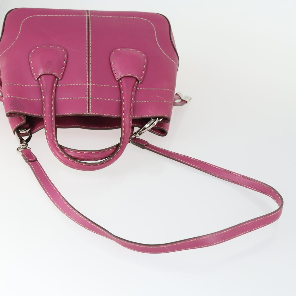BALLY TOD'S Shoulder Bag Leather 2 Set Pink Black Auth BA9888