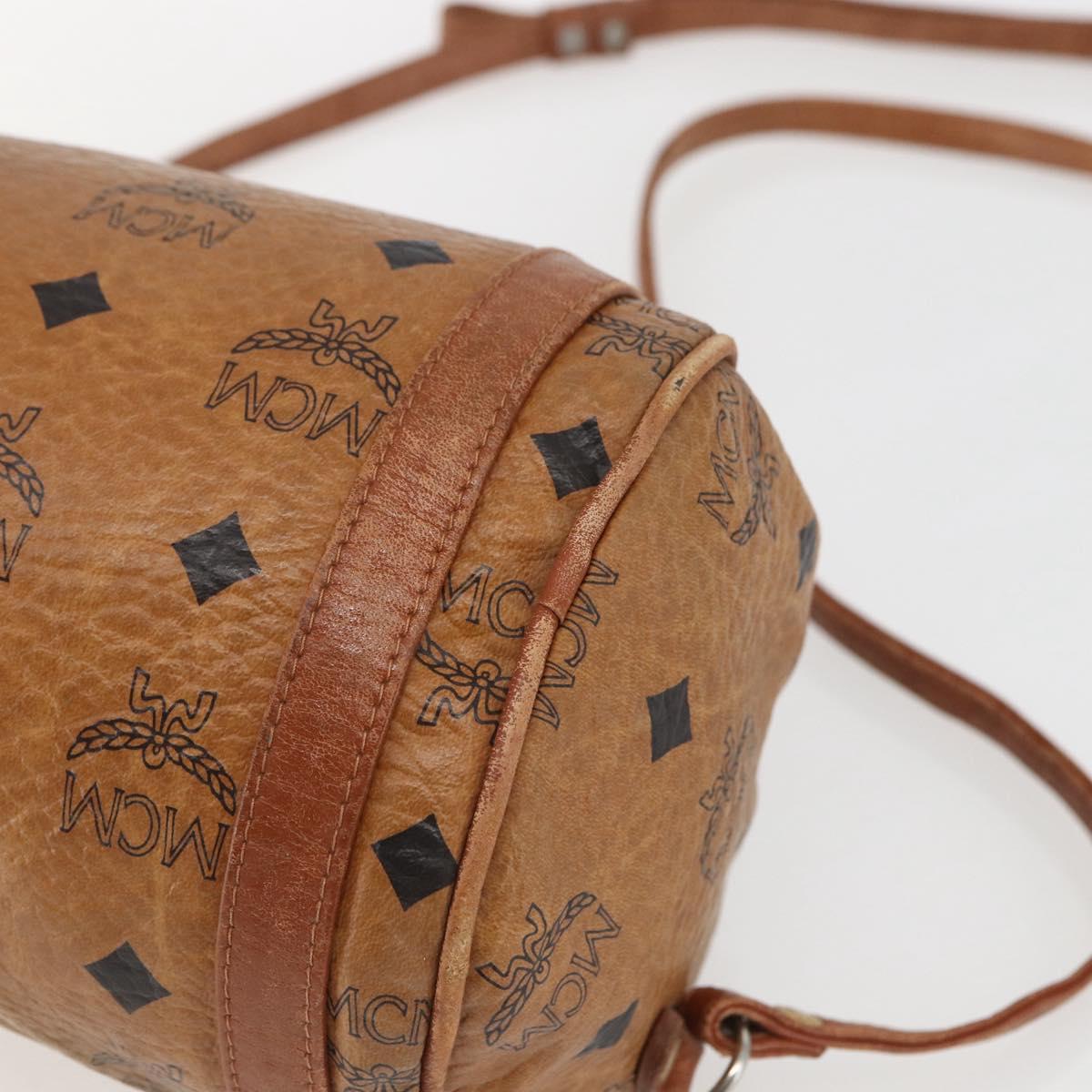 MCM Logogram Vicetos Shoulder Bag PVC Leather Brown Gold Auth BA9891