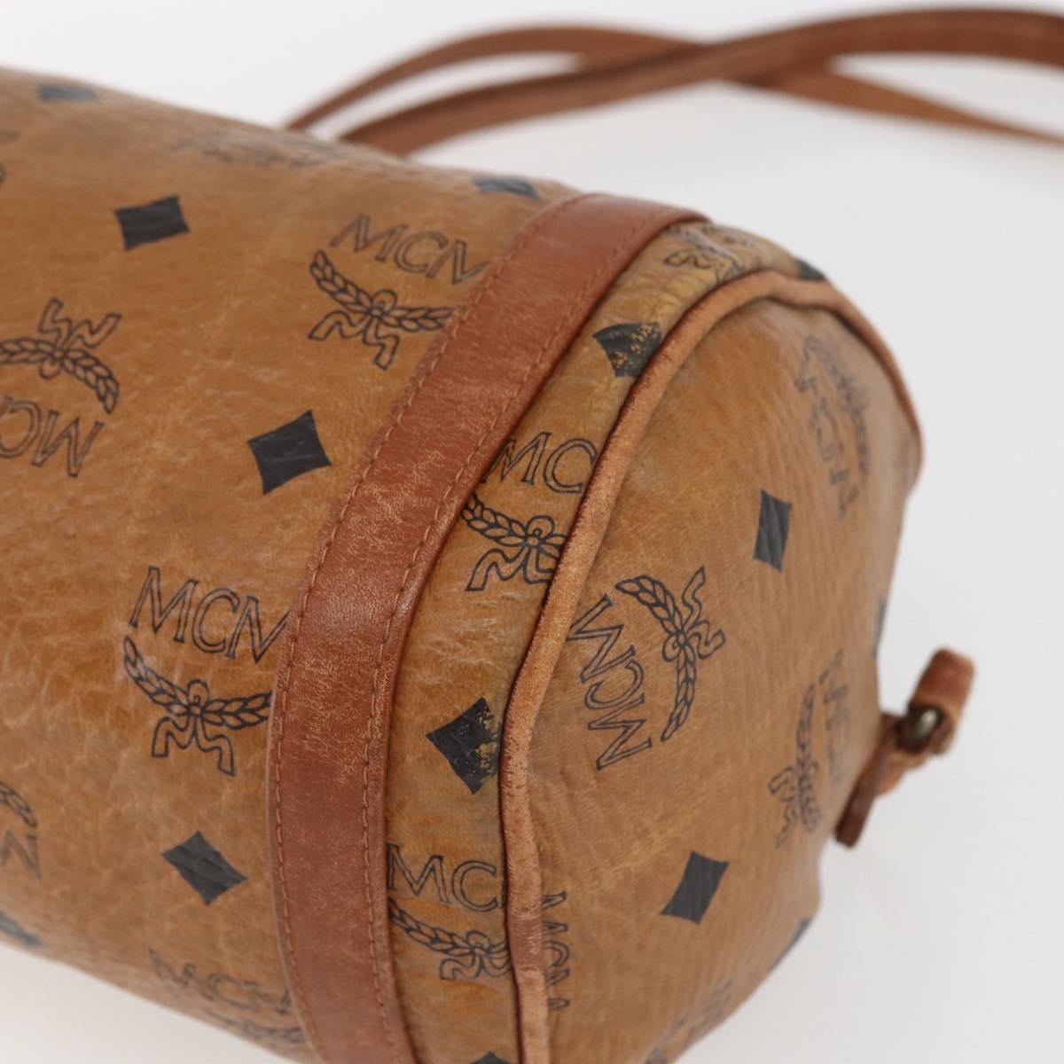 MCM Logogram Vicetos Shoulder Bag PVC Leather Brown Gold Auth BA9891