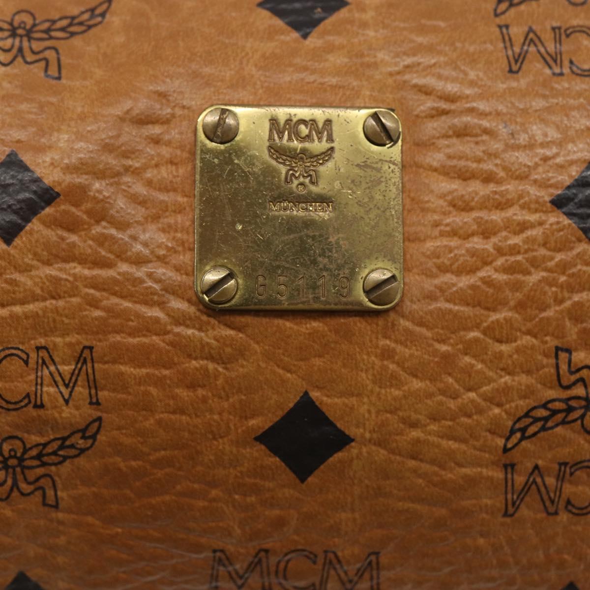 MCM Logogram Vicetos Shoulder Bag PVC Leather Brown Gold Auth BA9891