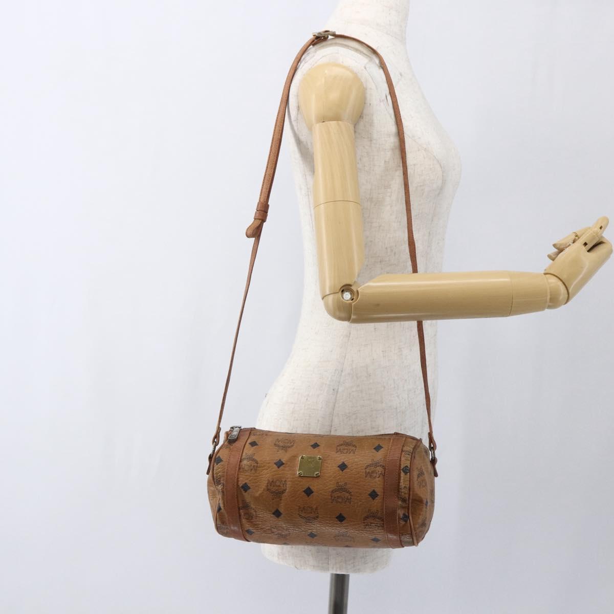 MCM Logogram Vicetos Shoulder Bag PVC Leather Brown Gold Auth BA9891