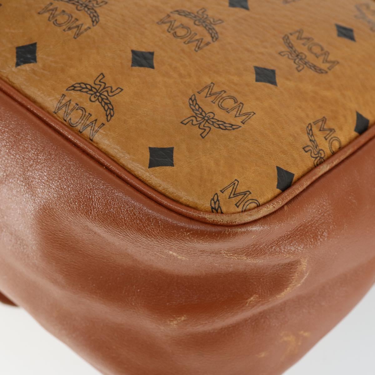 MCM Vicetos Logogram Shoulder Bag PVC Leather Brown Gold Auth BA9893