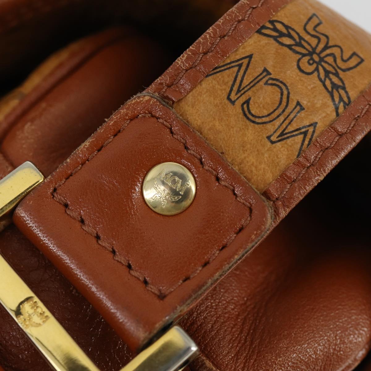 MCM Vicetos Logogram Shoulder Bag PVC Leather Brown Gold Auth BA9893