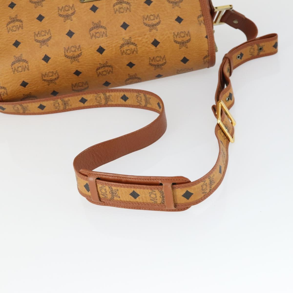 MCM Vicetos Logogram Shoulder Bag PVC Leather Brown Gold Auth BA9893