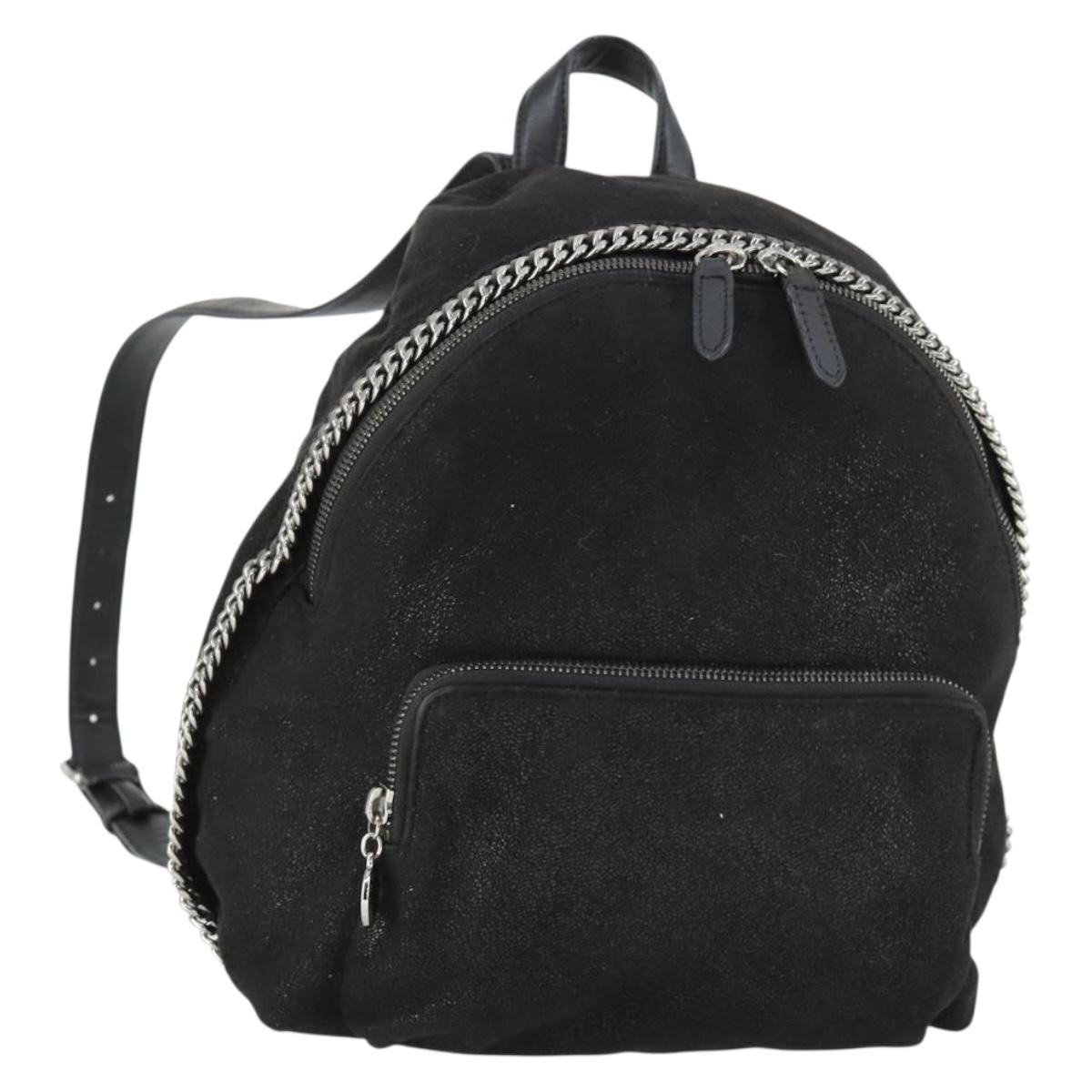 Stella MacCartney Backpack Suede Black Silver Auth BA9895