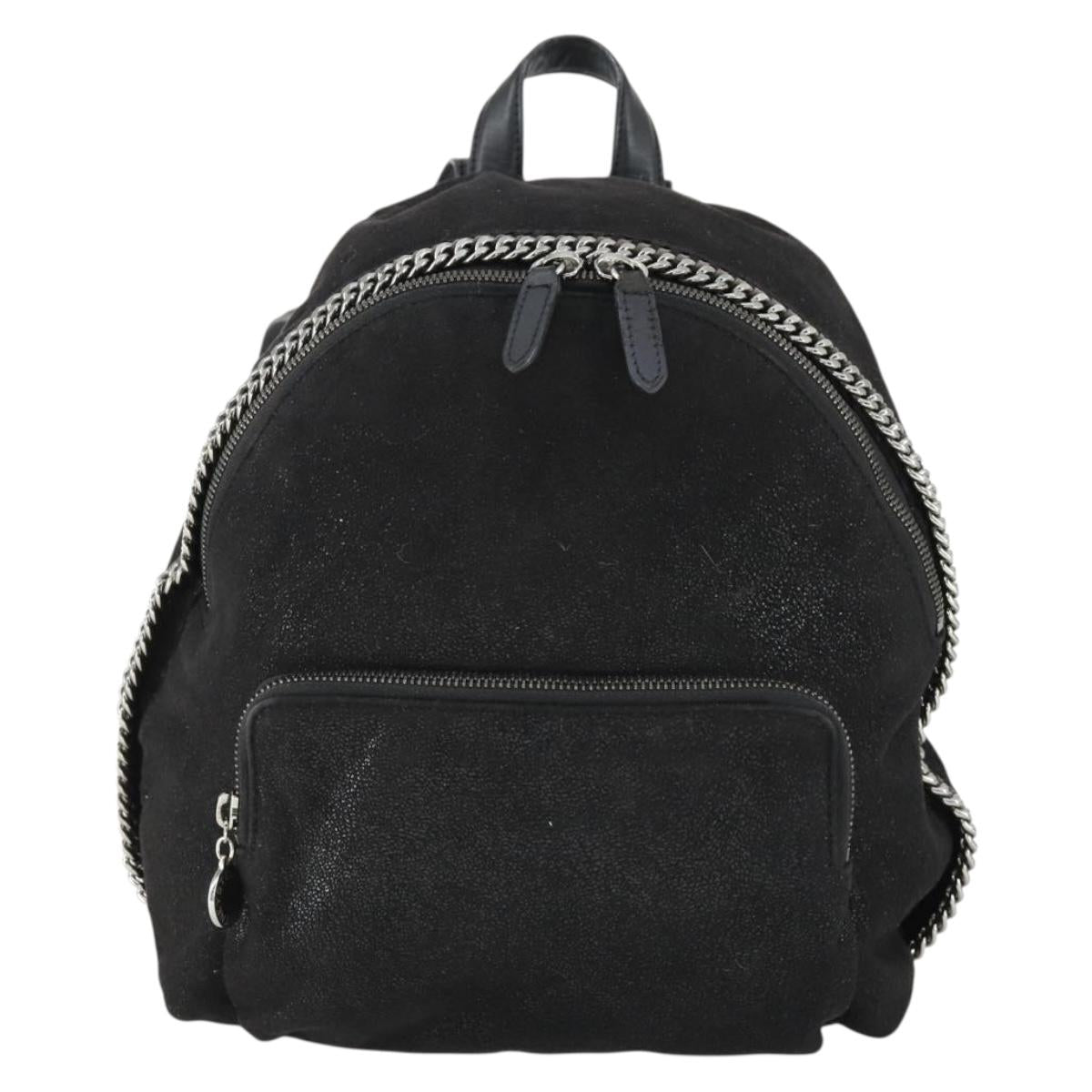 Stella MacCartney Backpack Suede Black Silver Auth BA9895