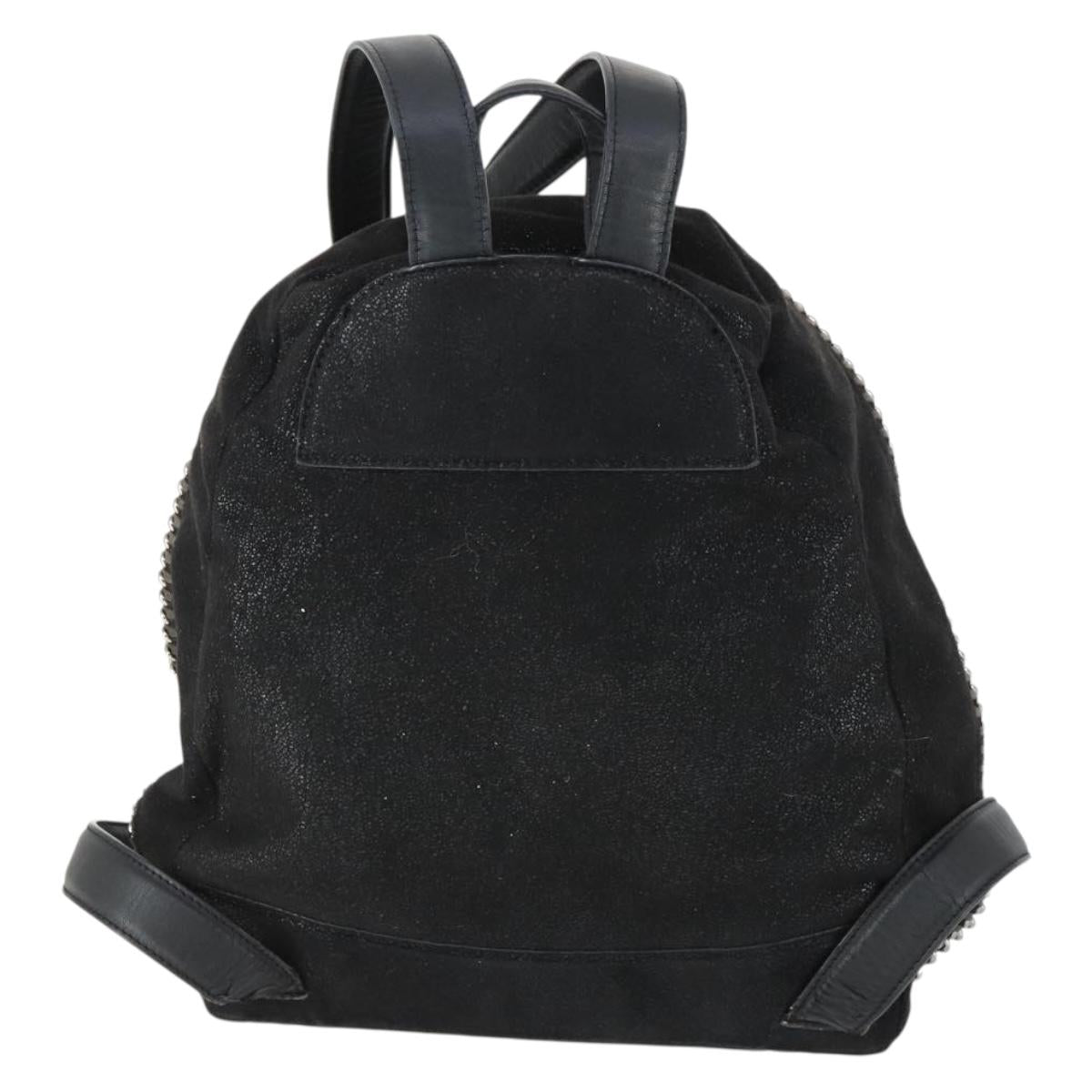 Stella MacCartney Backpack Suede Black Silver Auth BA9895
