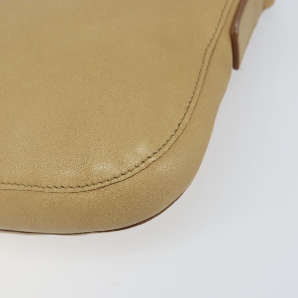 CELINE Shoulder Bag Leather Beige Auth BA9900