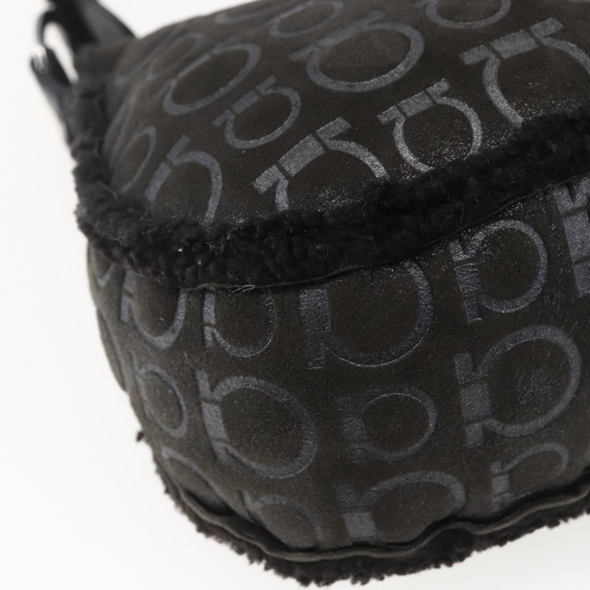 Salvatore Ferragamo Gancini Shoulder Bag cotton Black Silver Auth BA9901V