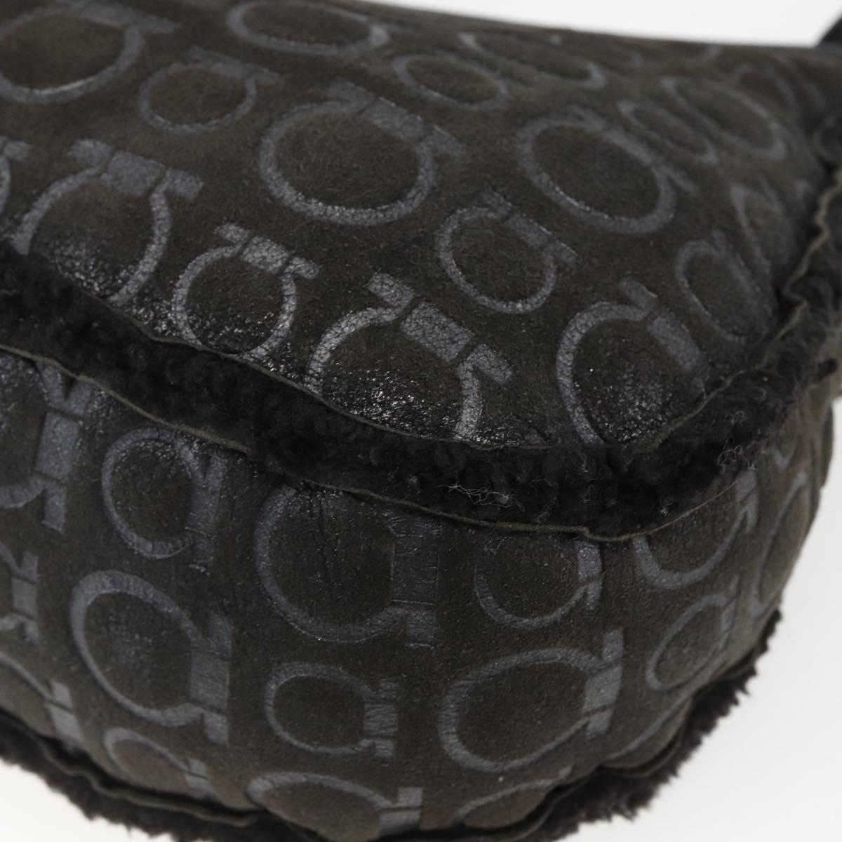 Salvatore Ferragamo Gancini Shoulder Bag cotton Black Silver Auth BA9901V