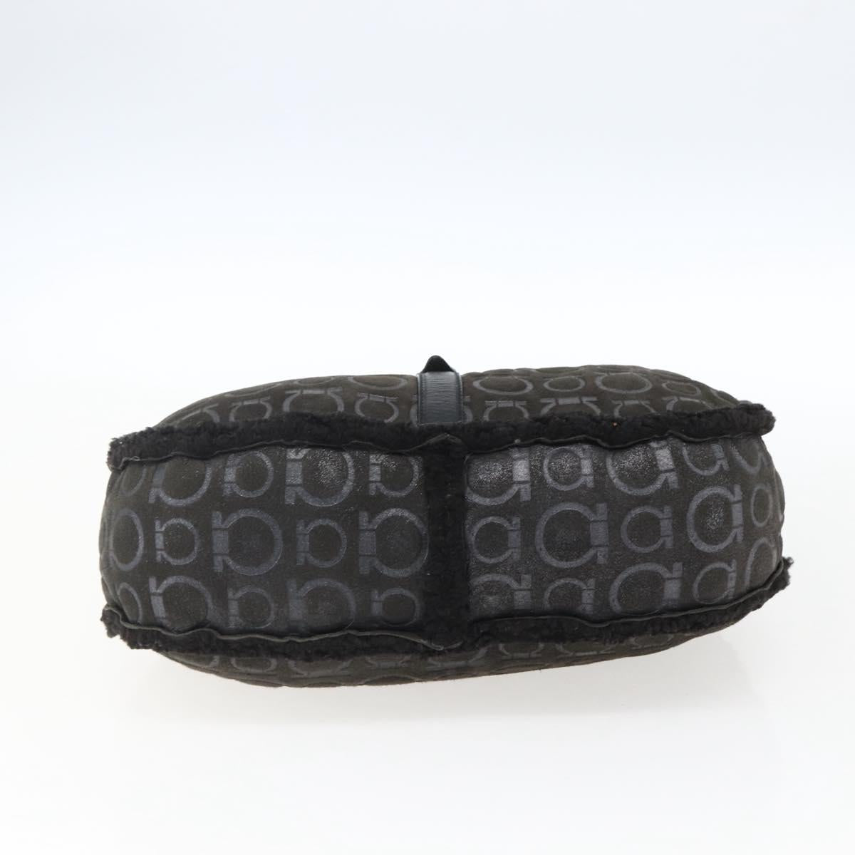 Salvatore Ferragamo Gancini Shoulder Bag cotton Black Silver Auth BA9901V