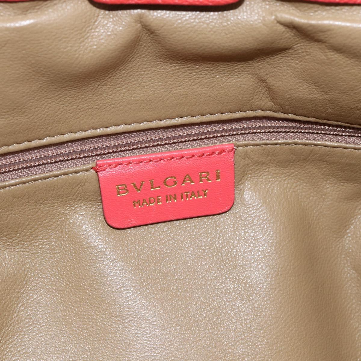 BVLGARI Hand Bag Leather Pink Gold Auth BA9905