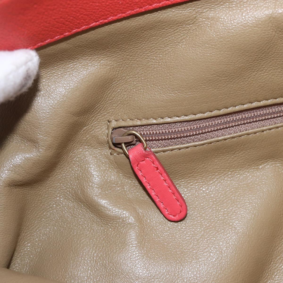 BVLGARI Hand Bag Leather Pink Gold Auth BA9905
