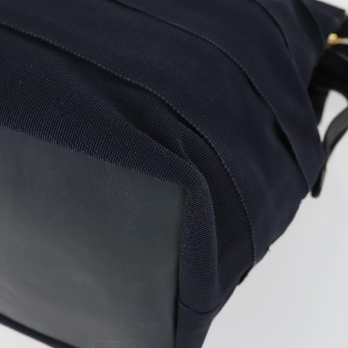 Salvatore Ferragamo Tote Bag Canvas Navy Gold Auth BA9906
