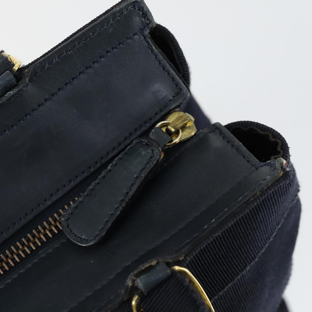 Salvatore Ferragamo Tote Bag Canvas Navy Gold Auth BA9906