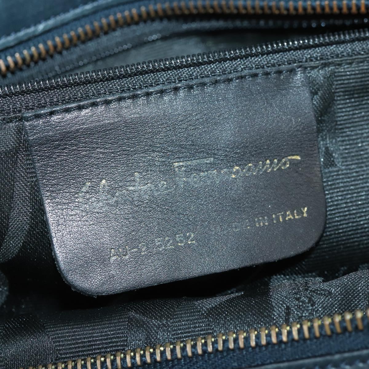 Salvatore Ferragamo Tote Bag Canvas Navy Gold Auth BA9906