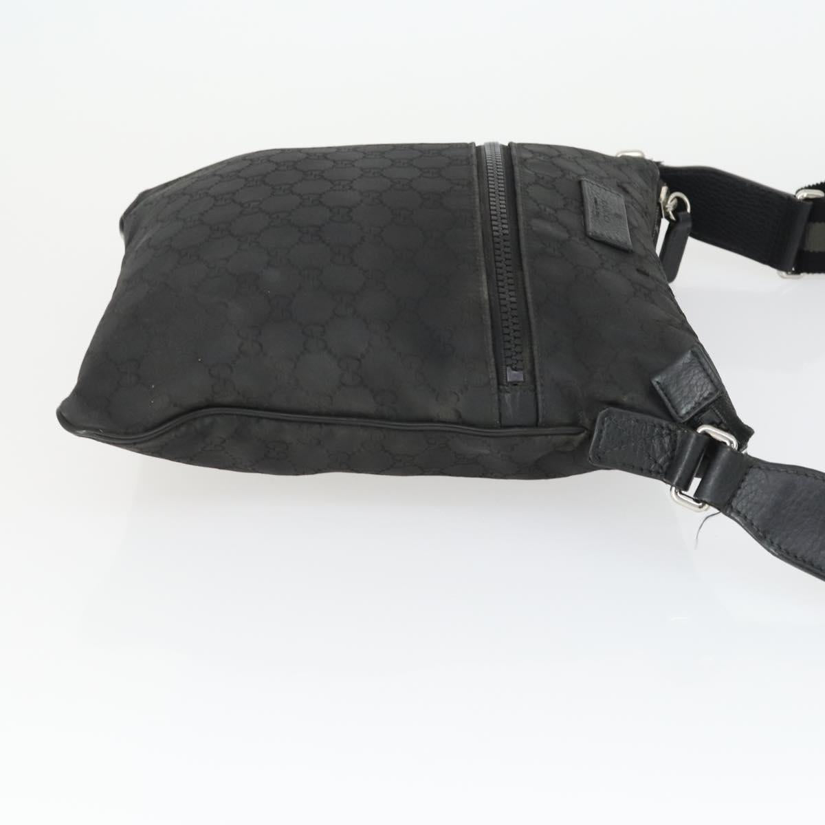 GUCCI GG Canvas Shoulder Bag Nylon Black Silver 449184 Auth BA9907