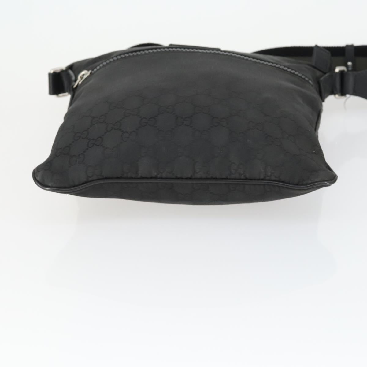 GUCCI GG Canvas Shoulder Bag Nylon Black Silver 449184 Auth BA9907