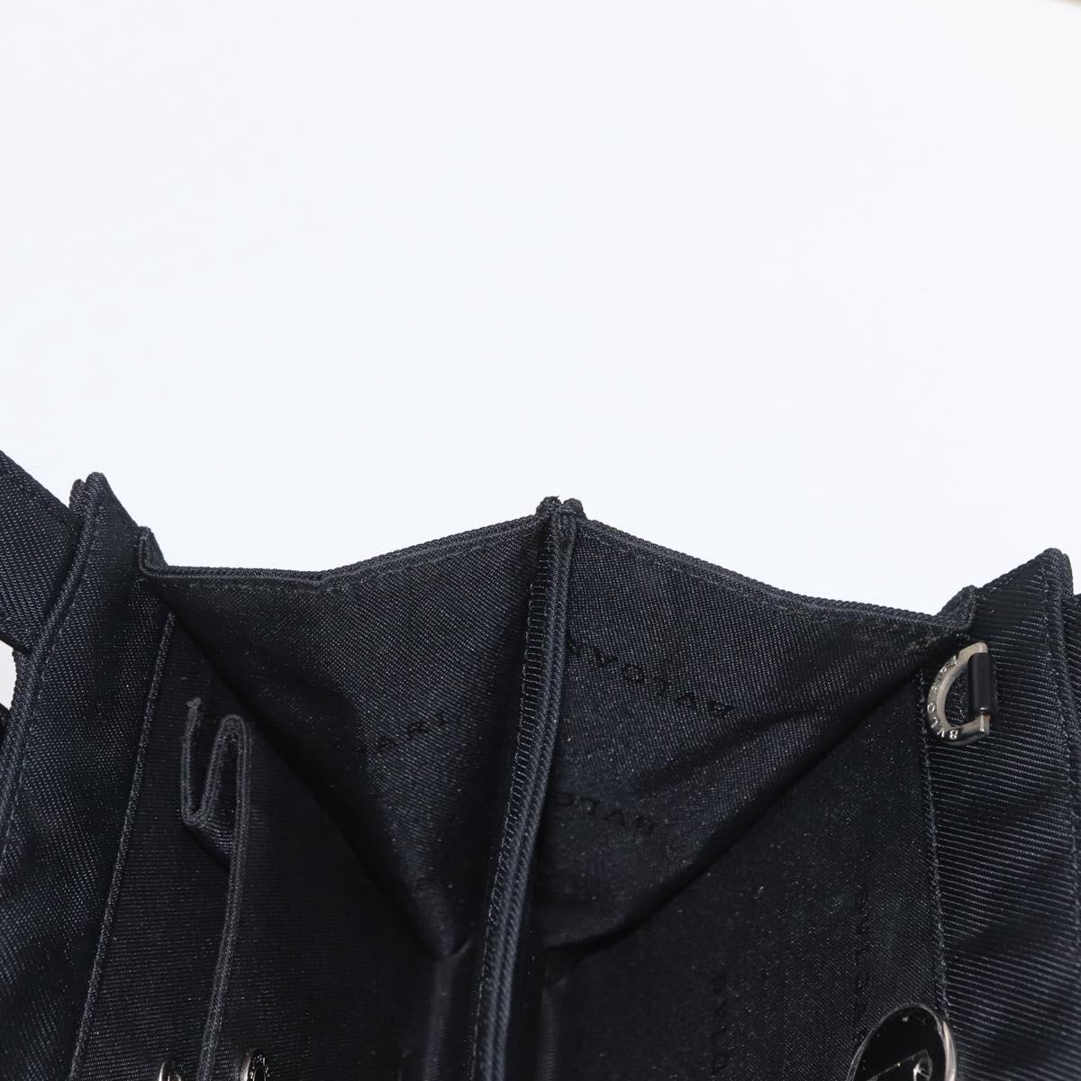 BVLGARI Hand Bag Nylon Black Silver Auth BA9909