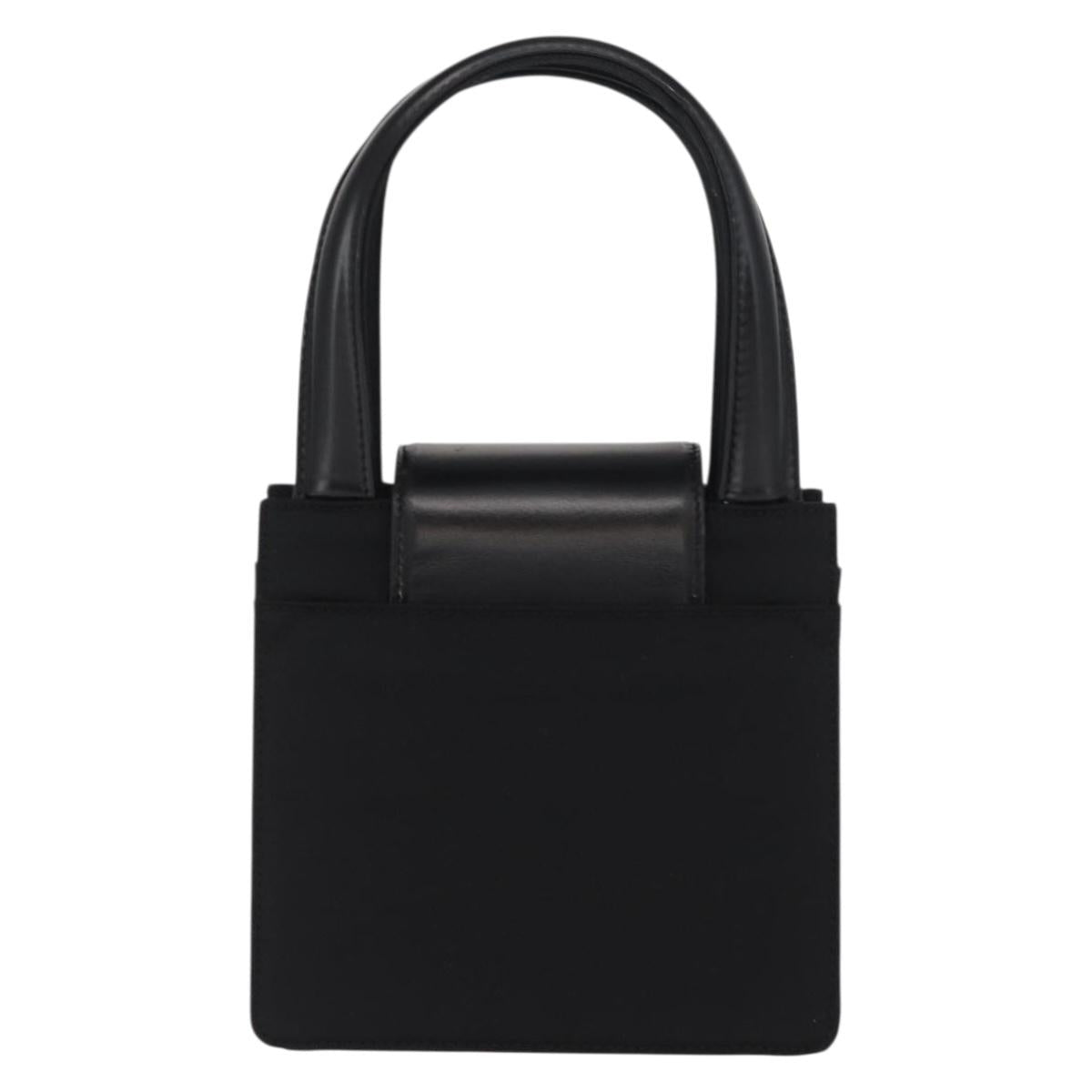 BVLGARI Hand Bag Nylon Black Silver Auth BA9909
